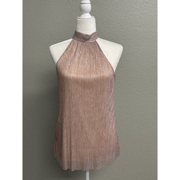 Tua NWT Metallic Halter Top Blouse Blush Women’s Size Small Lined - Picture 11 of 11